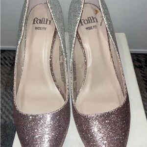 Faith Glitter Heels for Women - Silver and Pink